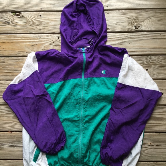 champion windbreaker mens purple